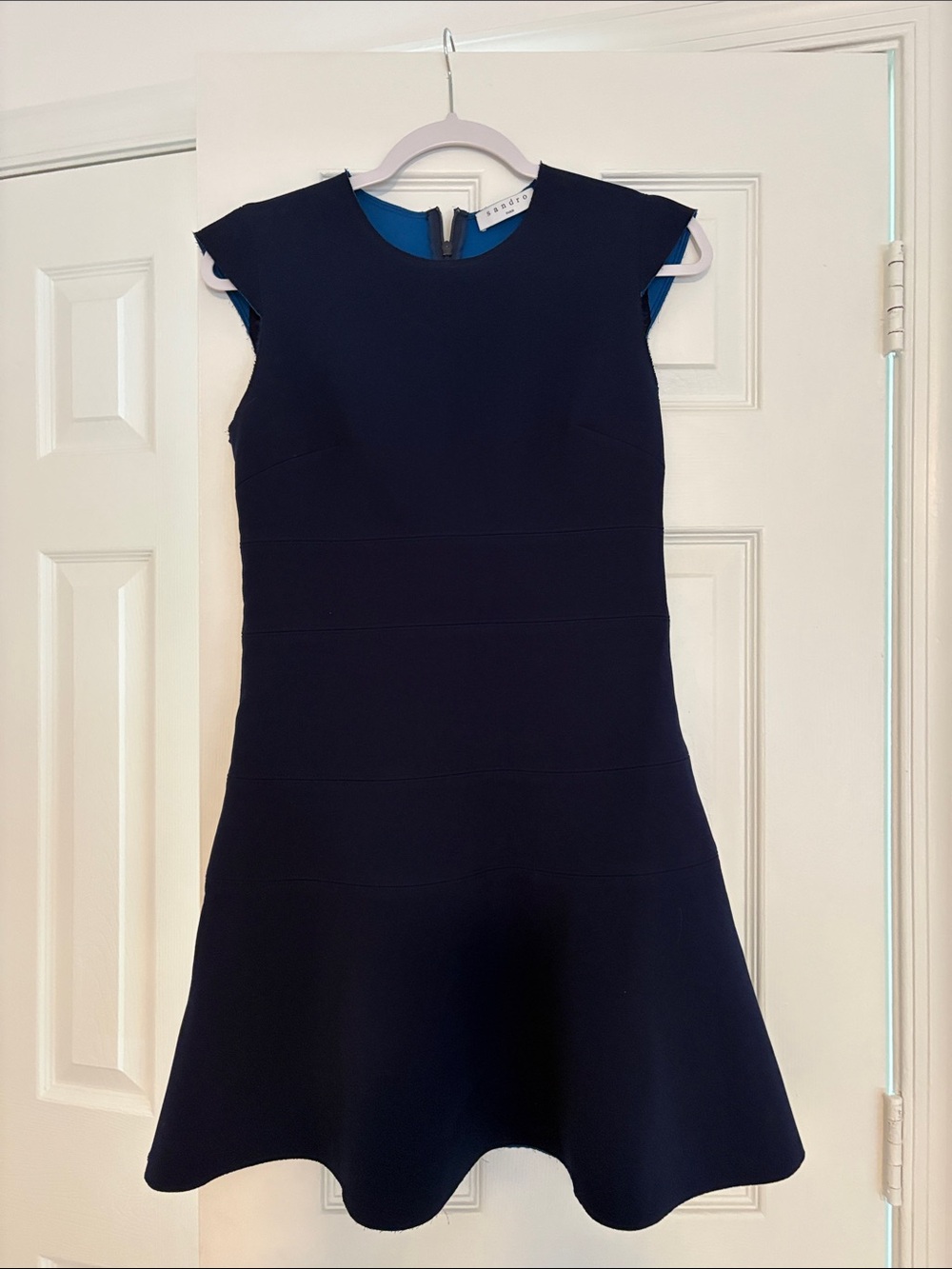 Sandro Navy and Bright Blue Sheath Dress